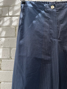 Multi Check Turn Up Trousers - Navy
