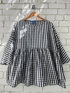 Camicia Helga Silk Gingham Top - Black