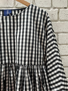 Helga Taffeta Dress - Black Gingham