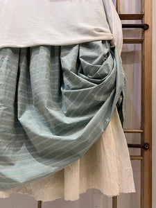 Deborah Calico Lined Gathered Dress - Aqua Stripe