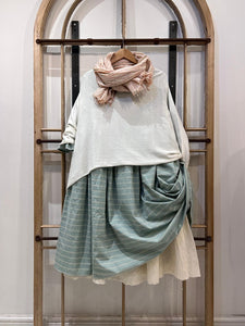 Deborah Calico Lined Gathered Dress - Aqua Stripe