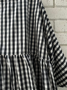 Camicia Helga Silk Gingham Top - Black