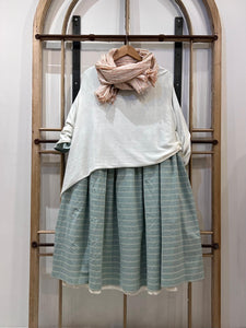 Deborah Calico Lined Gathered Dress - Aqua Stripe