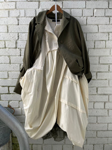 214.39 Cotton Skirt Woven Top Dress - Cream