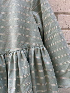 Deborah Calico Lined Gathered Dress - Aqua Stripe