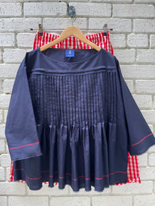 Camicia Pleats Top - Navy