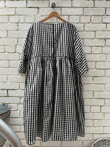 Helga Taffeta Dress - Black Gingham