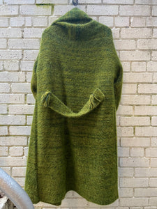 W6320 Long Mohair Coat -  Green Melange
