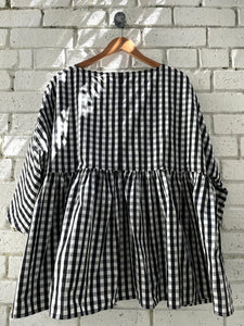 Camicia Helga Silk Gingham Top - Black