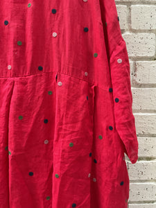 Pepdermis Spot Embroidered Box Pleat Dress - Pepper