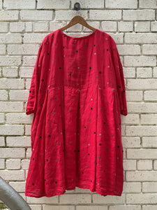 Pepdermis Spot Embroidered Box Pleat Dress - Pepper