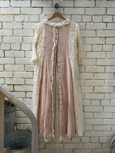 Maina Stripe Panels Dress - Ecru & Rose