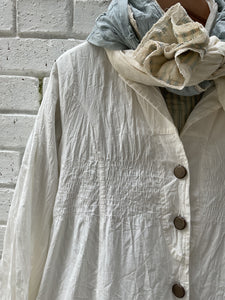 Ana Stretch Cotton Shirred Coat - Ecru