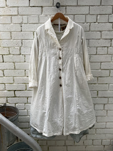 Ana Stretch Cotton Shirred Coat - Ecru