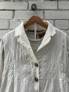 Ana Stretch Cotton Shirred Coat - Ecru