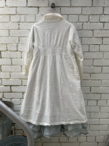 Ana Stretch Cotton Shirred Coat - Ecru