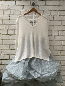 Eliad Fine Linen Knit Sleeveless Top - Ecru