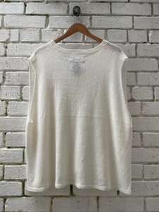 Eliad Fine Linen Knit Sleeveless Top - Ecru