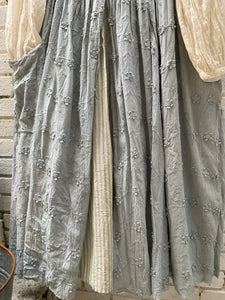 Emona Embroidered Dress With Stripe Under Skirt - Blue