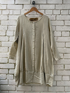 Amiga Stripe Button Through Tunic - Blue