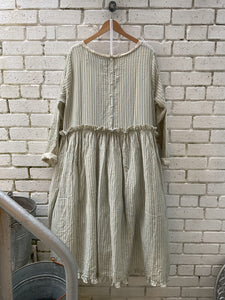 Lise Stripe Gathered Dress - Blue