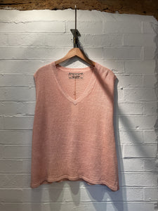Eliad Fine Linen Knit Sleeveless Top - Rose