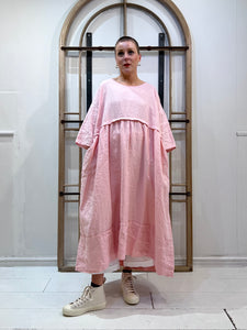 PSO XXIIb Linen Gathered Dress - Pink