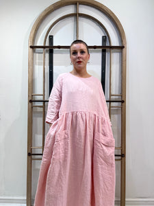 PSO XXVI Linen Patch Pocket Dress - Pink