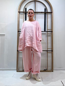 PSO VII Linen Side Pockets Top - Pink