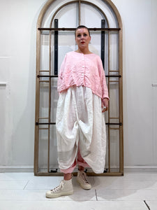 PSO XXXI Drawstring Linen Trousers - Pink