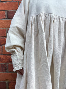 Samaya Textured Woven Cotton Dress - Ecru