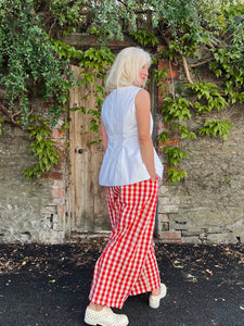 Rami Gingham Trousers - Cherry