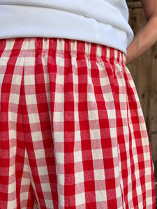 Rami Gingham Trousers - Cherry