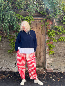 Rami Gingham Trousers - Cherry