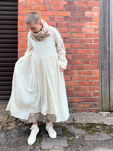 Amia Seersucker Self-Stripe Gathered Waist Dress