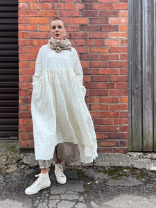 Amia Seersucker Self-Stripe Gathered Waist Dress