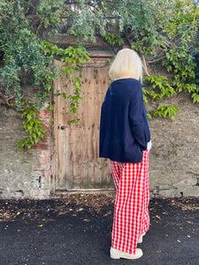 Rami Gingham Trousers - Cherry