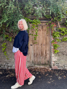 Rami Gingham Trousers - Cherry