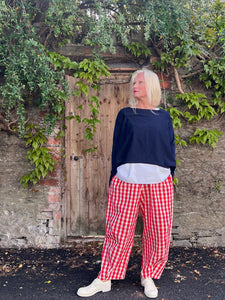 Rami Gingham Trousers - Cherry