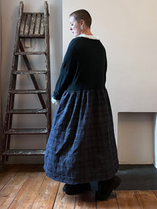 NUR/ZAN IX Wool Crepe & Check Gathered Dress