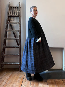 NUR/ZAN IX Wool Crepe & Check Gathered Dress