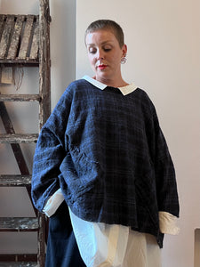 ZAN I Wool Check Patch Pocket Top