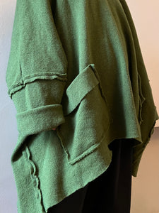 PRU VIa Boiled Wool Patch Pocket Jumper  - Green