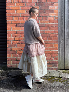 Framboise Elasticated Waist Linen Stripe Skirt