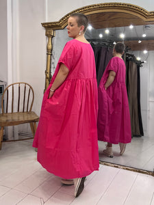 Modeapostel Crunchy Cotton Buttoned Dress - Pink