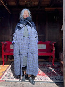 ZAN VI Wool Check Fully Lined Coat