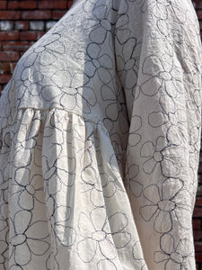 Deborah Gathered Embroidered Dress - Calico