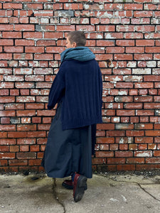Ribbed Funnel Neck Jumper - Navy