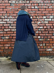 Ribbed Funnel Neck Jumper - Navy