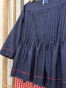 Camicia Pleats Top - Navy